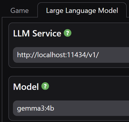 Ollama Mantella UI Selection
